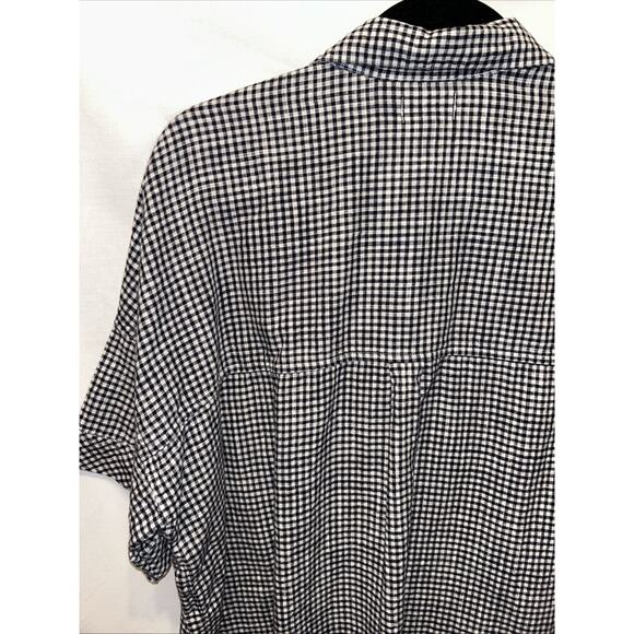 Old Navy Women’s XL Oversized Short Sleeve Gingham Linen Blouse - Picture 8 of 11